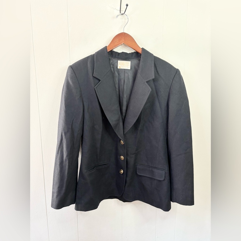 Vintage Pendleton black wool jacket blazer gold buttons size M
